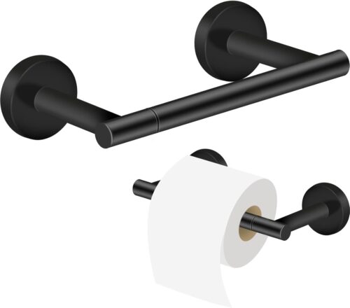 Meff-Mluk Toilet Roll Holder Wall Mounted, SUS 304 Stainless Steel Drilling Double Post Pivoting Toilet Paper Holder Waterproof, Toilet Tissue Holder for Bathroom Kitchen Washroom